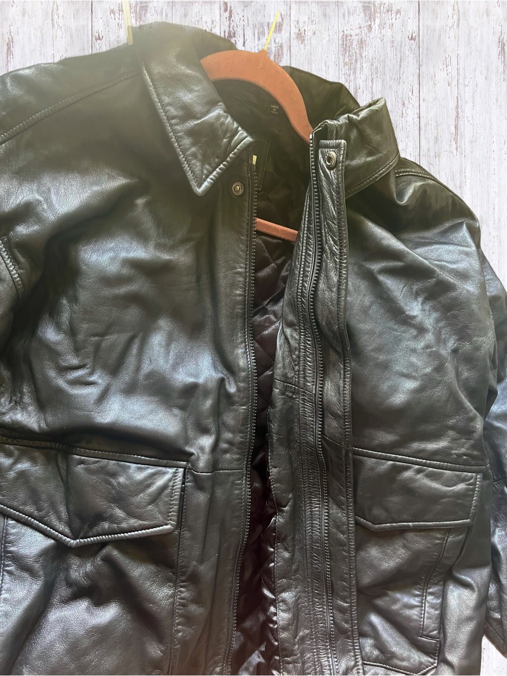 Boston Outfitters Black Leather Bomber Jacket XXL - Picture 9 of 14